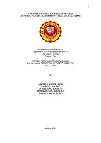 A FEASIBILITY STUDY ON PARADIS’ PISONET AT .
